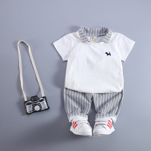 Summer boy puppy short sleeve two-piece set